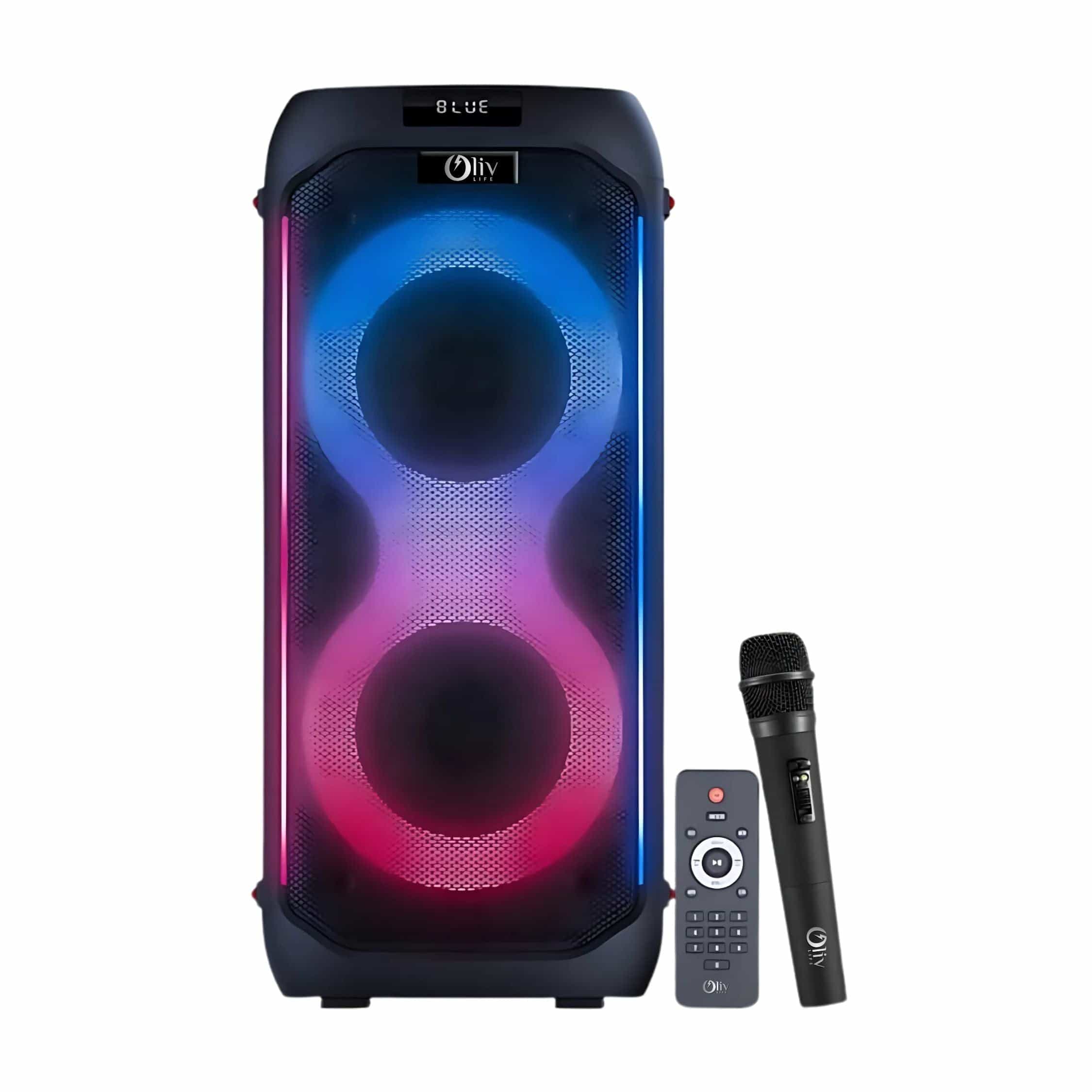 OlivLife Party Pop Bluetooth Speaker | Karaoke System with Mics & Disco Lights
